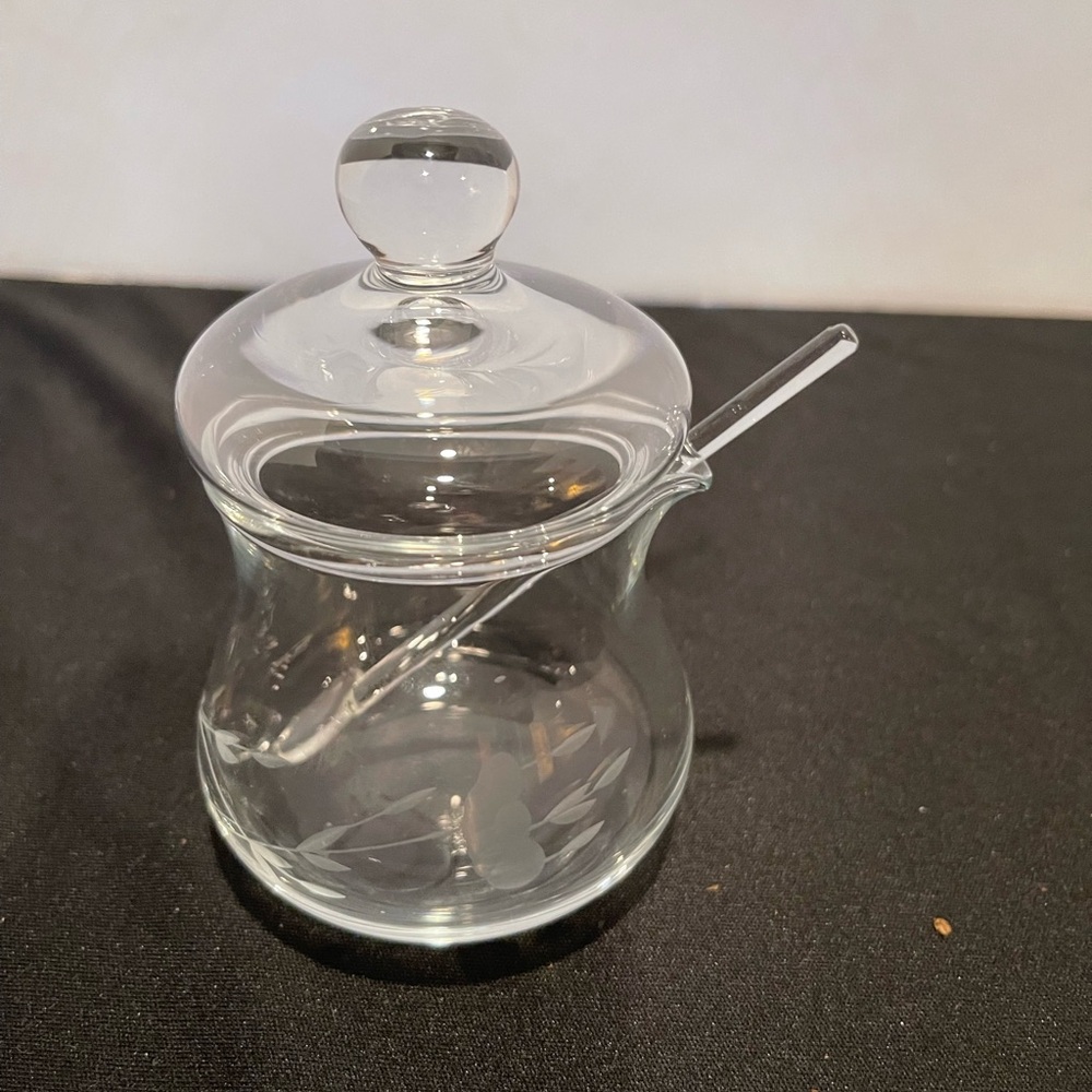 Vintage Princess House Etched Glass Jam Jar